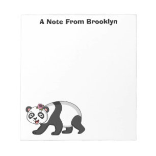 Cute happy panda beer met cartoon notitieblok