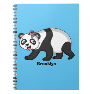 Cute happy panda beer met cartoon notitieboek