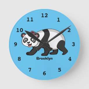 Cute happy panda beer met cartoon ronde klok