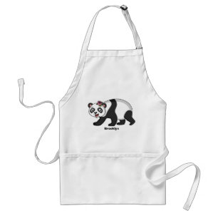 Cute happy panda beer met cartoon standaard schort