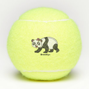 Cute happy panda beer met cartoon tennisballen