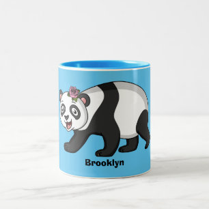 Cute happy panda beer met cartoon tweekleurige koffiemok