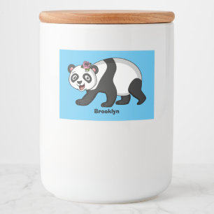 Cute happy panda beer met cartoon voedselcontainer etiket