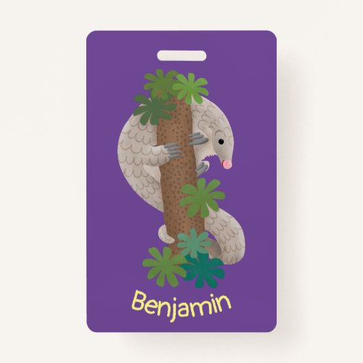 Cute happy pangolin anteater illustratie badge (Voorkant)