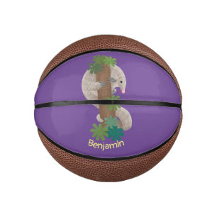 Cute happy pangolin anteater illustratie basketbal