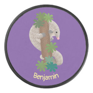 Cute happy pangolin anteater illustratie hockey puck