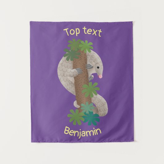 Cute happy pangolin anteater illustratie wandkleed (Voorkant)