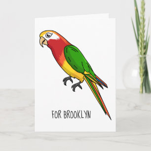 Cute happy parrot cartoon illustratie kaart