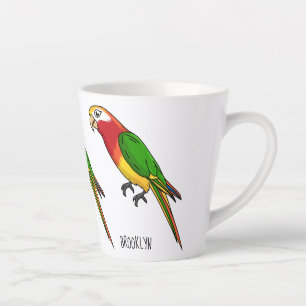 Cute happy parrot cartoon illustratie latte mok