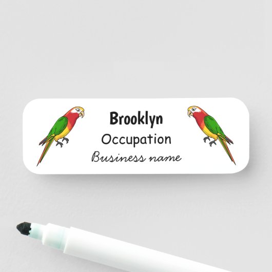 Cute happy parrot cartoon illustratie naamplaatje (In situ)