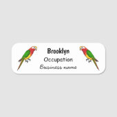 Cute happy parrot cartoon illustratie naamplaatje (Voorkant)