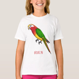 Cute happy parrot cartoon illustratie t-shirt