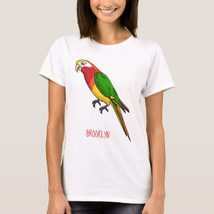 Cute happy parrot cartoon illustratie t-shirt