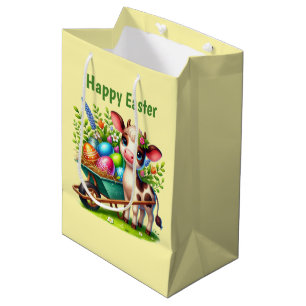 Cute Happy Pasen koe aanpasbaar Medium Cadeauzakje