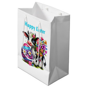 Cute Happy Pasen koe aanpasbaar Medium Cadeauzakje