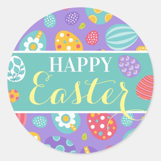 Cute Happy Pasen Ronde Sticker (Voorkant)