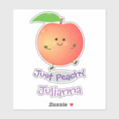 Cute happy peach, gewoon perachy cartoon illustrat sticker (Vel)