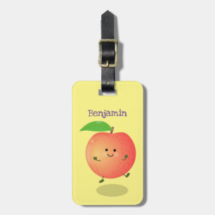 Cute happy peach yellow cartoon bagagelabel