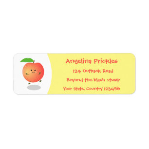 Cute happy peach yellow cartoon etiket