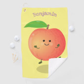 Cute happy peach yellow cartoon golfhanddoek (Insitu)