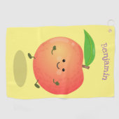 Cute happy peach yellow cartoon golfhanddoek (Horizontaal)