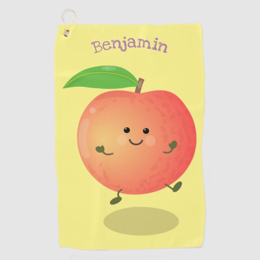 Cute happy peach yellow cartoon golfhanddoek (Voorkant)