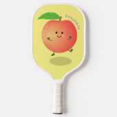 Cute happy peach yellow cartoon pickleball paddle (Achterkant)