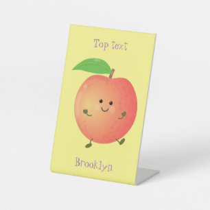 Cute happy peach yellow cartoon reclamebord met voetstuk