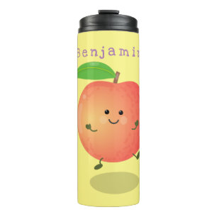 Cute happy peach yellow cartoon thermosbeker
