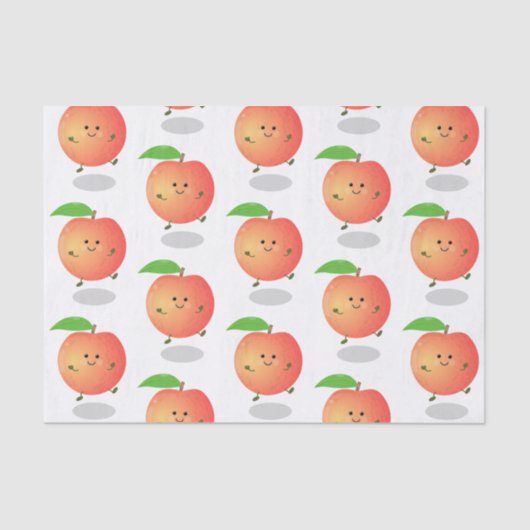 Cute happy peach yellow cartoon tissuepapier (Voorkant)