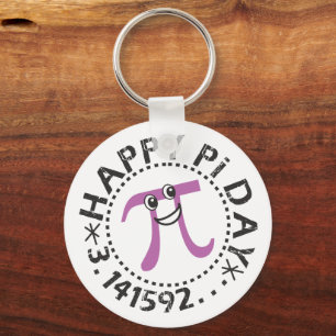 Cute Happy Pi Day Funny Paars Pi Symbol Sleutelhan Sleutelhanger