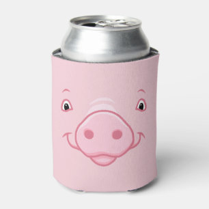 Cute Happy Pink Pig Face Blikjeskoeler