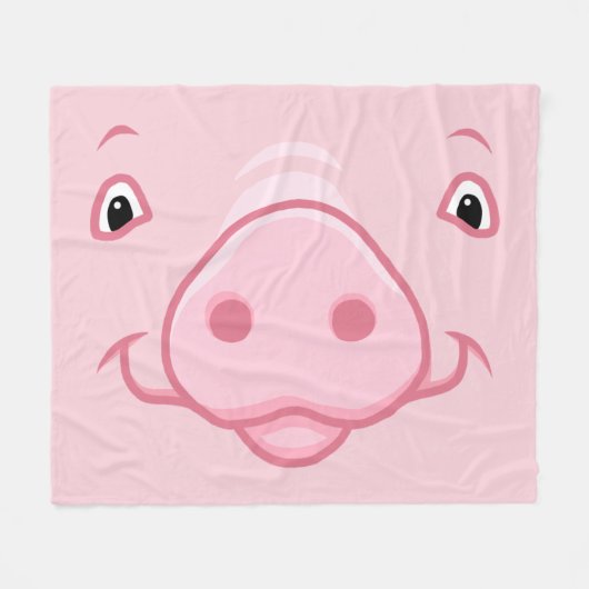 Cute Happy Pink Pig Face Fleece Deken (Voorkant (Horizontaal))