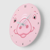 Cute Happy Pink Pig Face Grote Klok (Hoek)