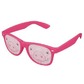 Cute Happy Pink Pig Face Retro Zonnebril (Gekanteld)