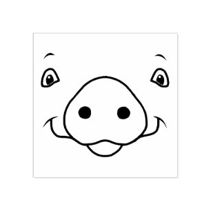 Cute Happy Pink Pig Face Rubberstempel