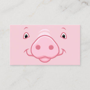 Cute Happy Pink Pig Face Visitekaartje