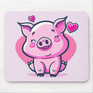 Cute Happy Pink Pig Hearts Valentijn geïnspireerd  Muismat