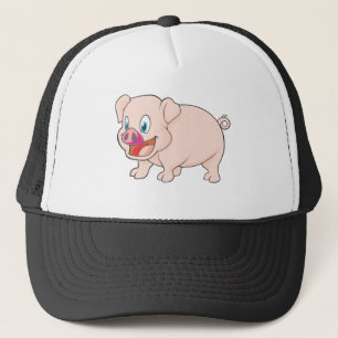 Cute Happy Pink Pork Pig Trucker Pet