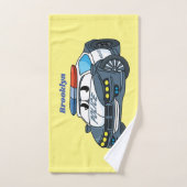 Cute happy police car cartoon illustration (Serviette à main)
