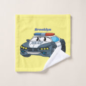 Cute happy police car cartoon illustration (Gant de toilette)
