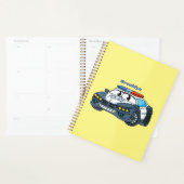 Cute happy police car cartoon illustration (Devant avec enveloppe)