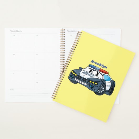Cute happy police car cartoon illustration (Devant avec enveloppe)