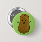 Cute Happy Potato, Green background. Ronde Button 5,7 Cm (Voorkant /achterkant)