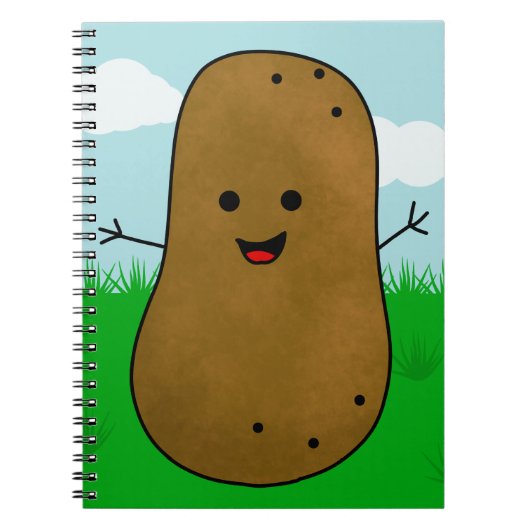 Cute Happy Potato in de tuin Notitieboek (Voorkant)
