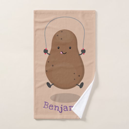 Cute happy potato springtouw cartoon bad handdoek (Handdoek)