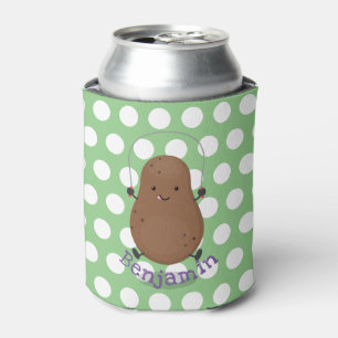 Cute happy potato springtouw cartoon blikjeskoeler