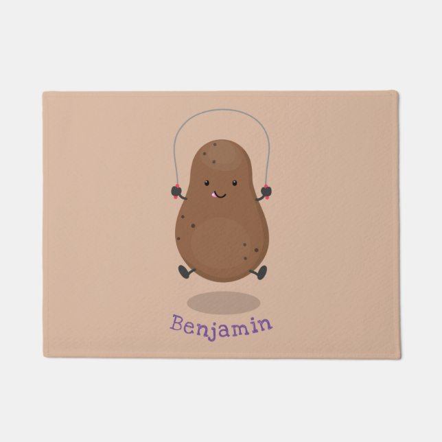 Cute happy potato springtouw cartoon deurmat (Voorkant)