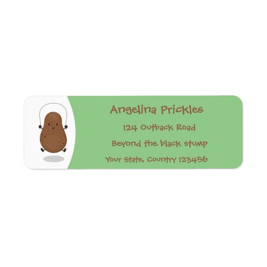 Cute happy potato springtouw cartoon etiket (Voorkant)