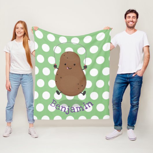 Cute happy potato springtouw cartoon fleece deken (In situ)